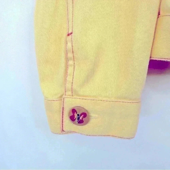 c. a. sport Women Back Printed & Beaded Casual Yellow Cotton Summer Jacket Sz M - Picture 4 of 12